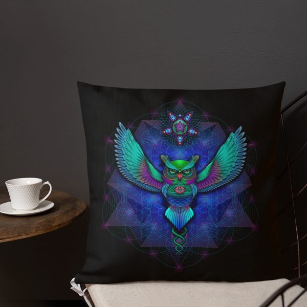 Sacred Geometry Owl Premium Pillow - Image 3
