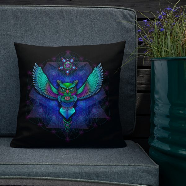 Sacred Geometry Owl Premium Pillow - Image 2