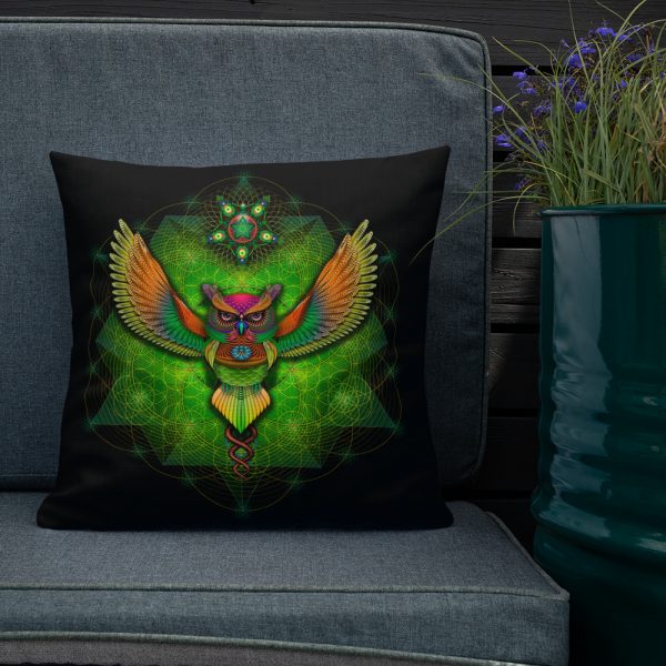 Sacred Geometry Owl Premium Pillow - Image 5