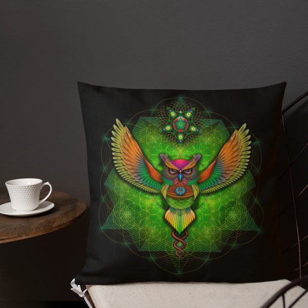 Sacred Geometry Owl Premium Pillow - Image 6