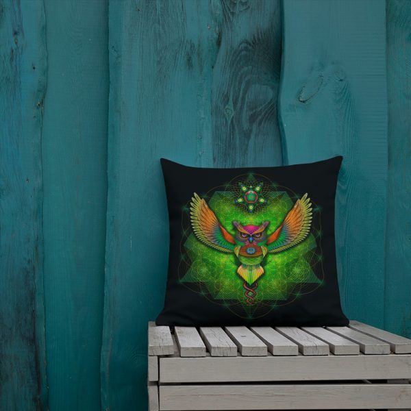 Sacred Geometry Owl Premium Pillow - Image 4